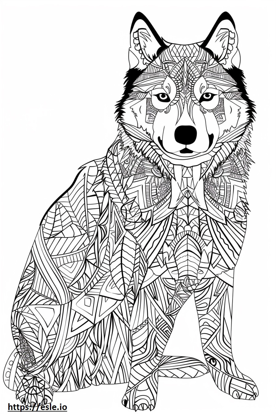 Alaskan Husky-beeldverhaal kleurplaat kleurplaat