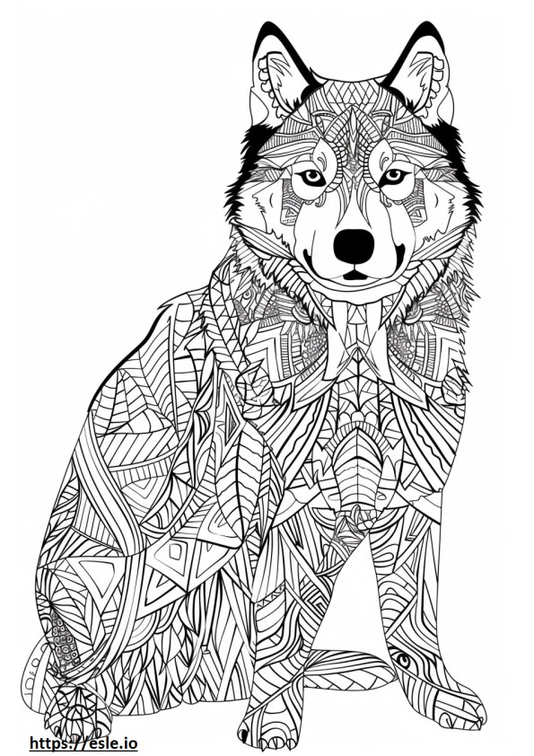 Alaskan Husky cartoon coloring page