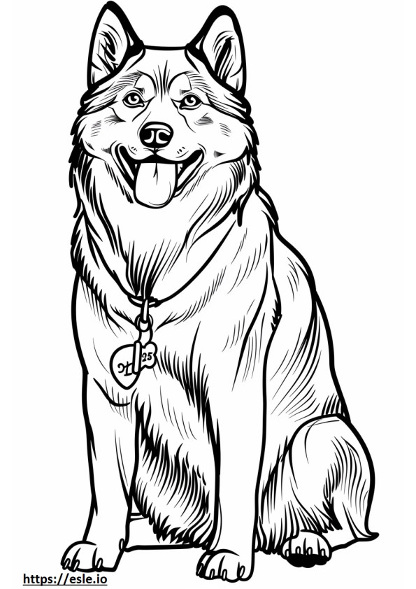 Alaskan Husky happy coloring page