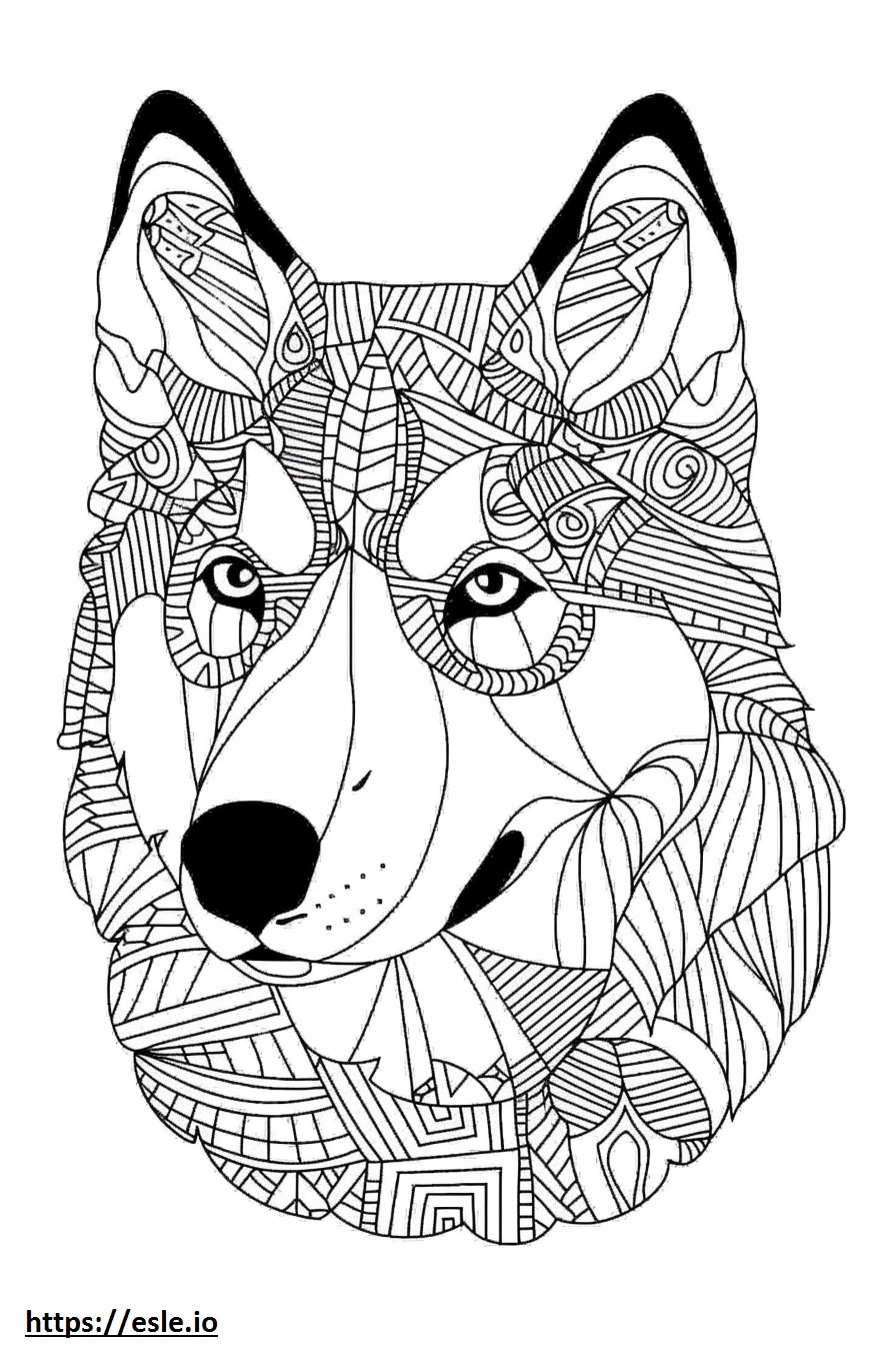 Alaskan Husky Kawaii coloring page