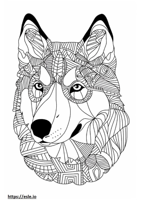 Alaskan Husky Kawaii coloring page