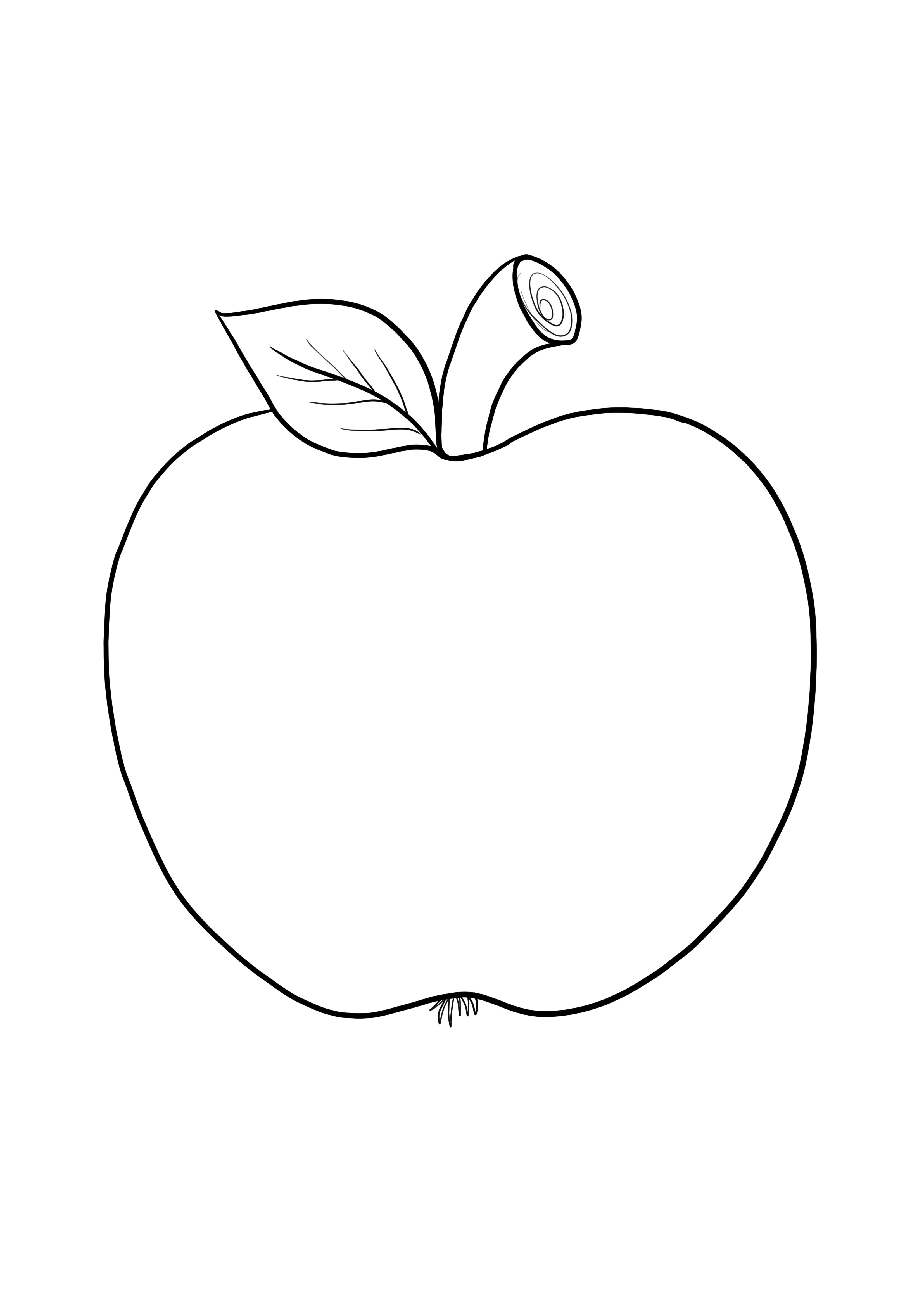 Eenvoudige blanco appelafbeelding om gemakkelijk in te kleuren voor kinderen om af te drukken kleurplaat