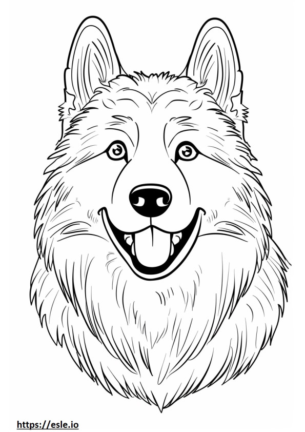 Emoji de sonrisa de pastor de Alaska para colorear e imprimir