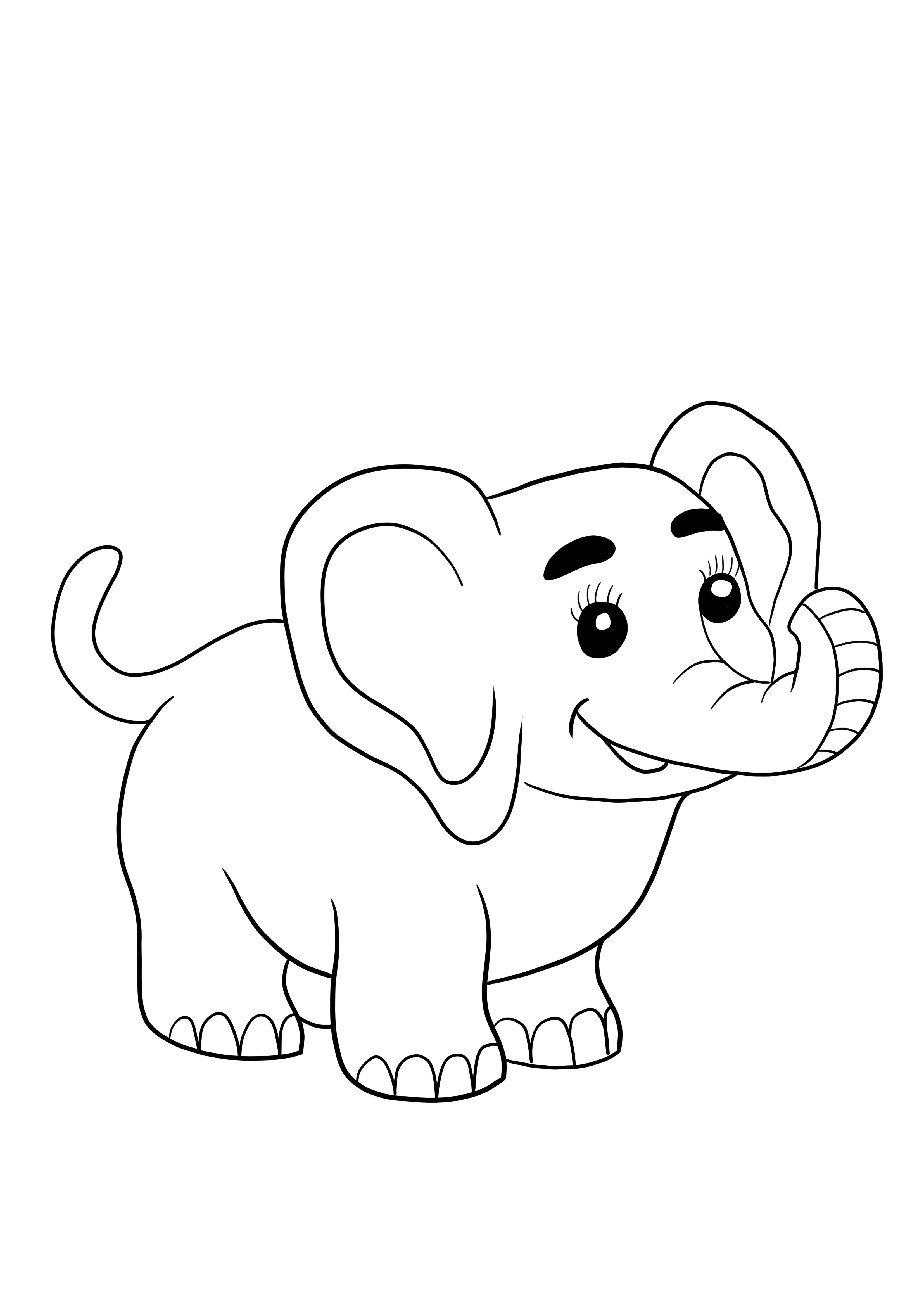 Simpatico elefantino da stampare e colorare gratis per bambini di tutte le età
