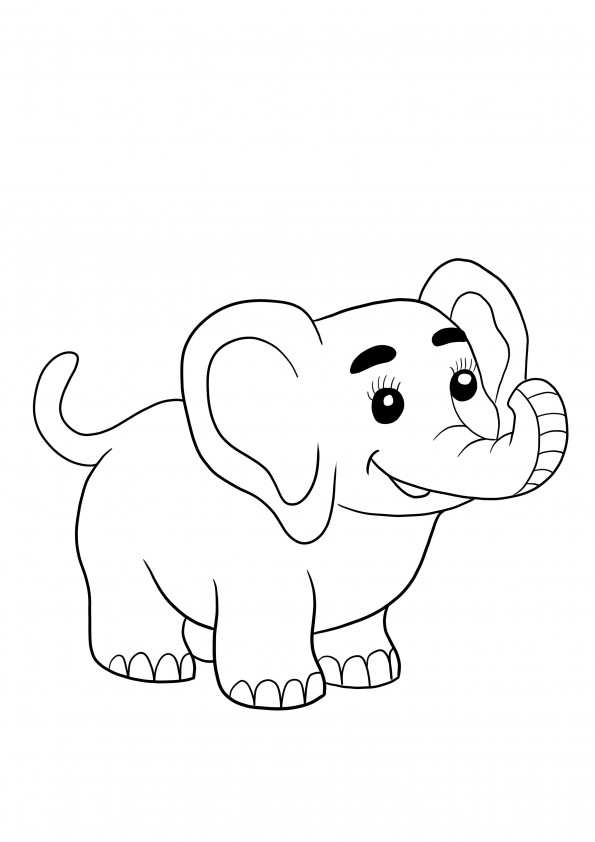 Cute baby elephant free to print and color for kids of all ages