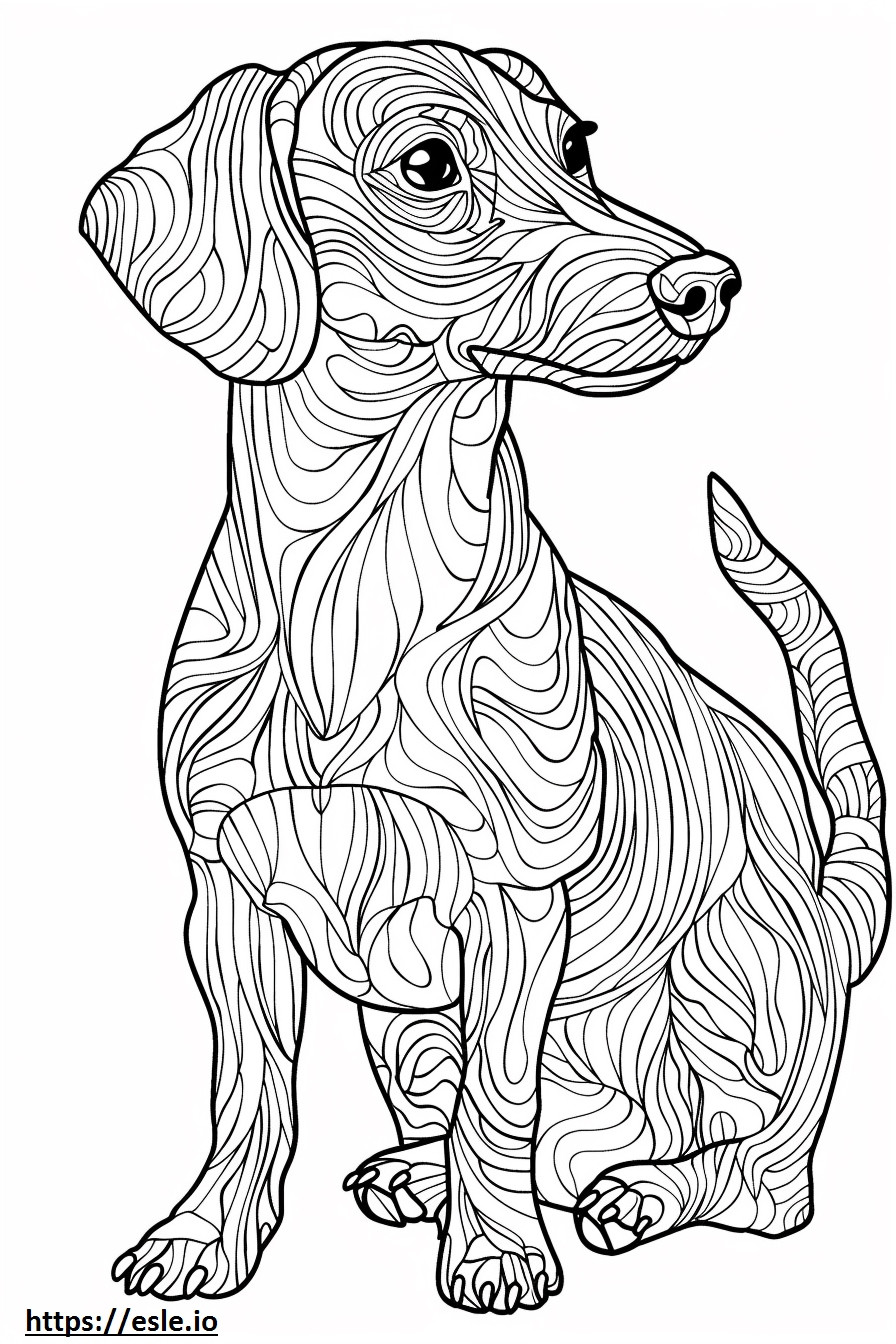 Dibujos animados de perro salchicha alpino para colorear e imprimir