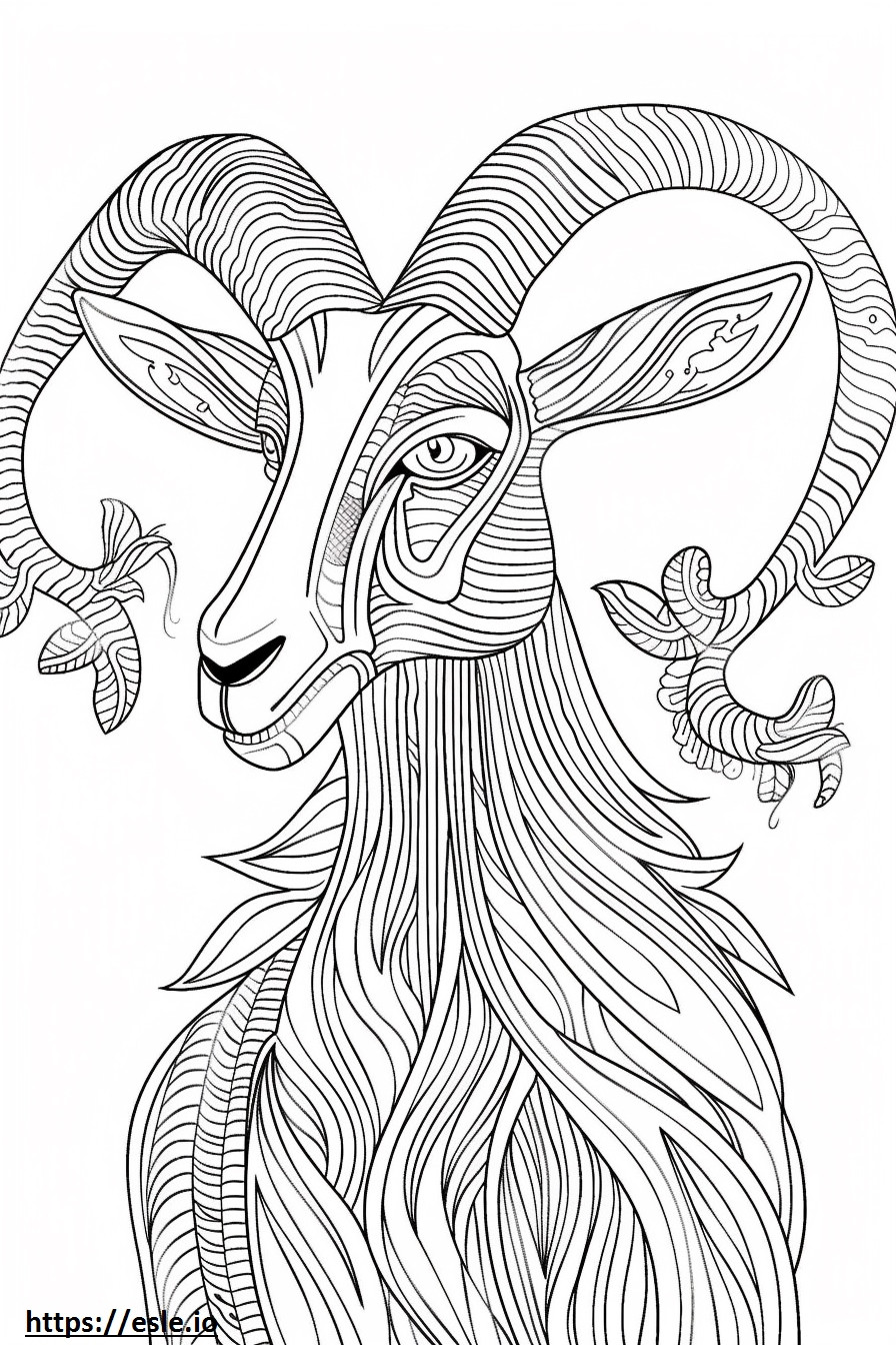 Alpine Goat happy coloring page