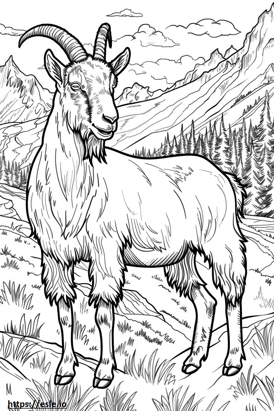 Alpine Goat onnellinen värityskuva