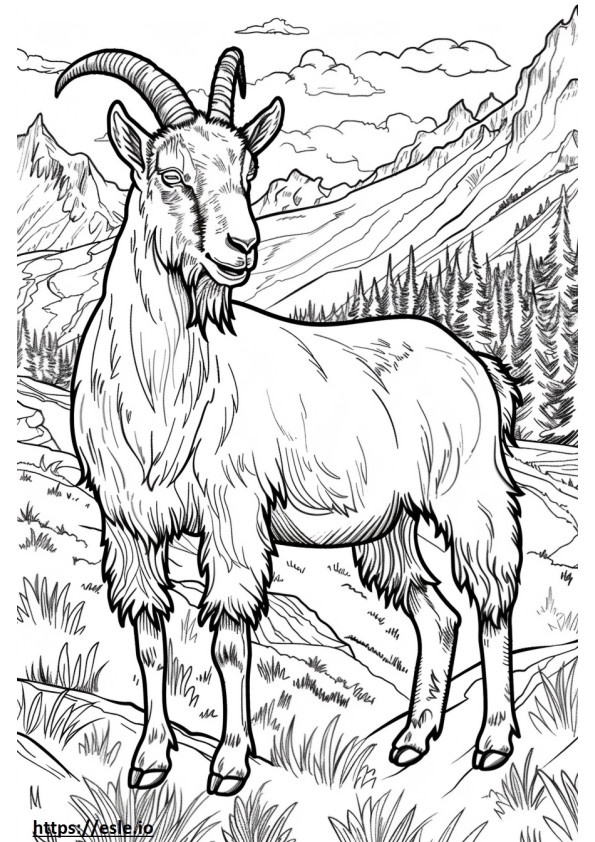 Alpine Goat happy coloring page