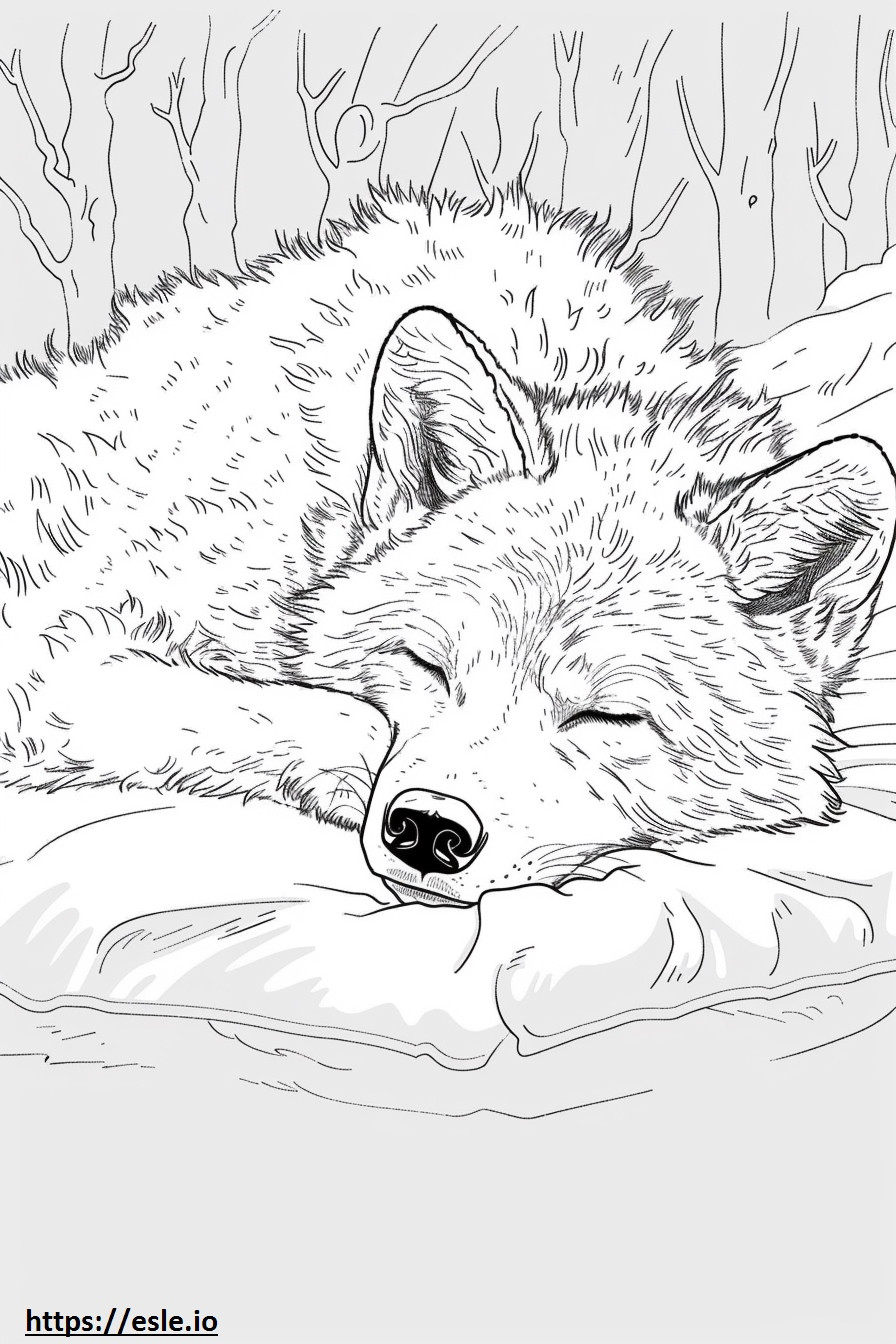 Alusky dormindo para colorir