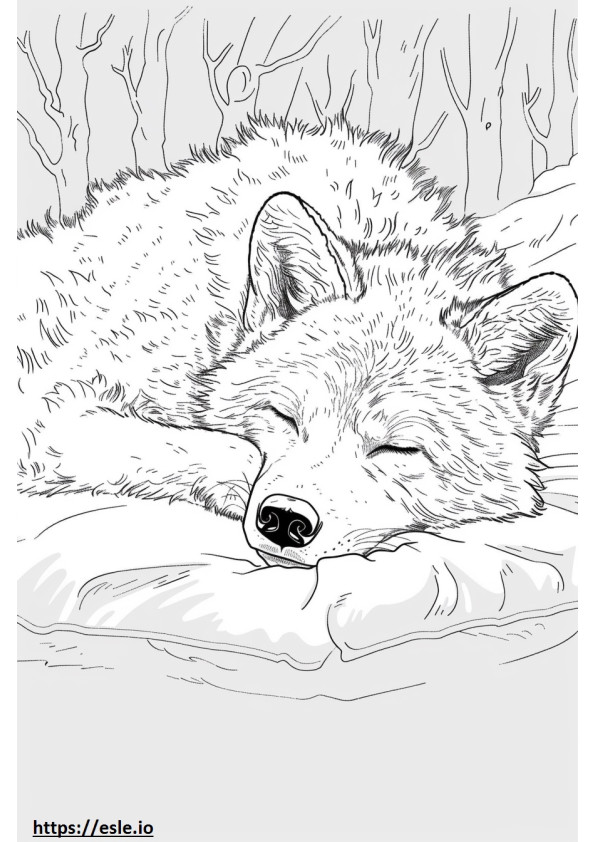 Alusky dormindo para colorir