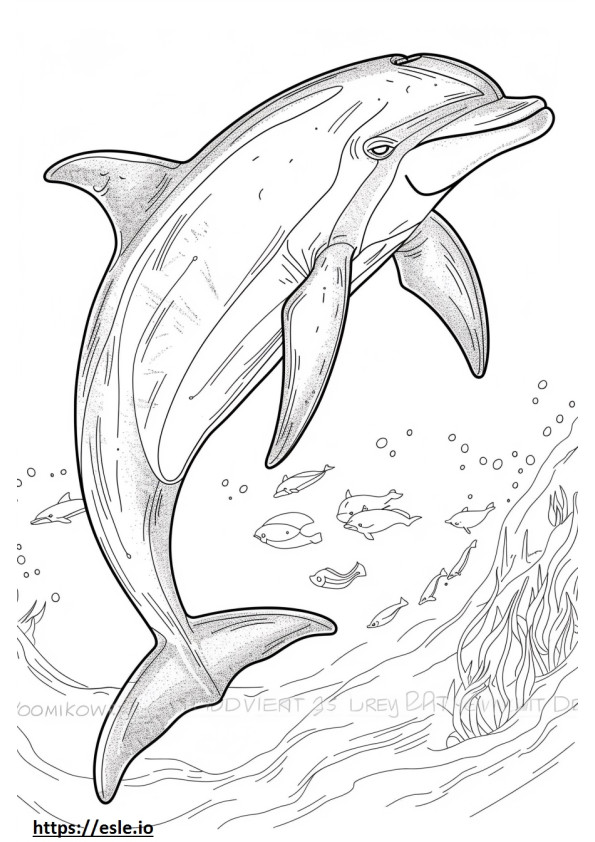 Dziecko delfina amazońskiego (różowego delfina). kolorowanka