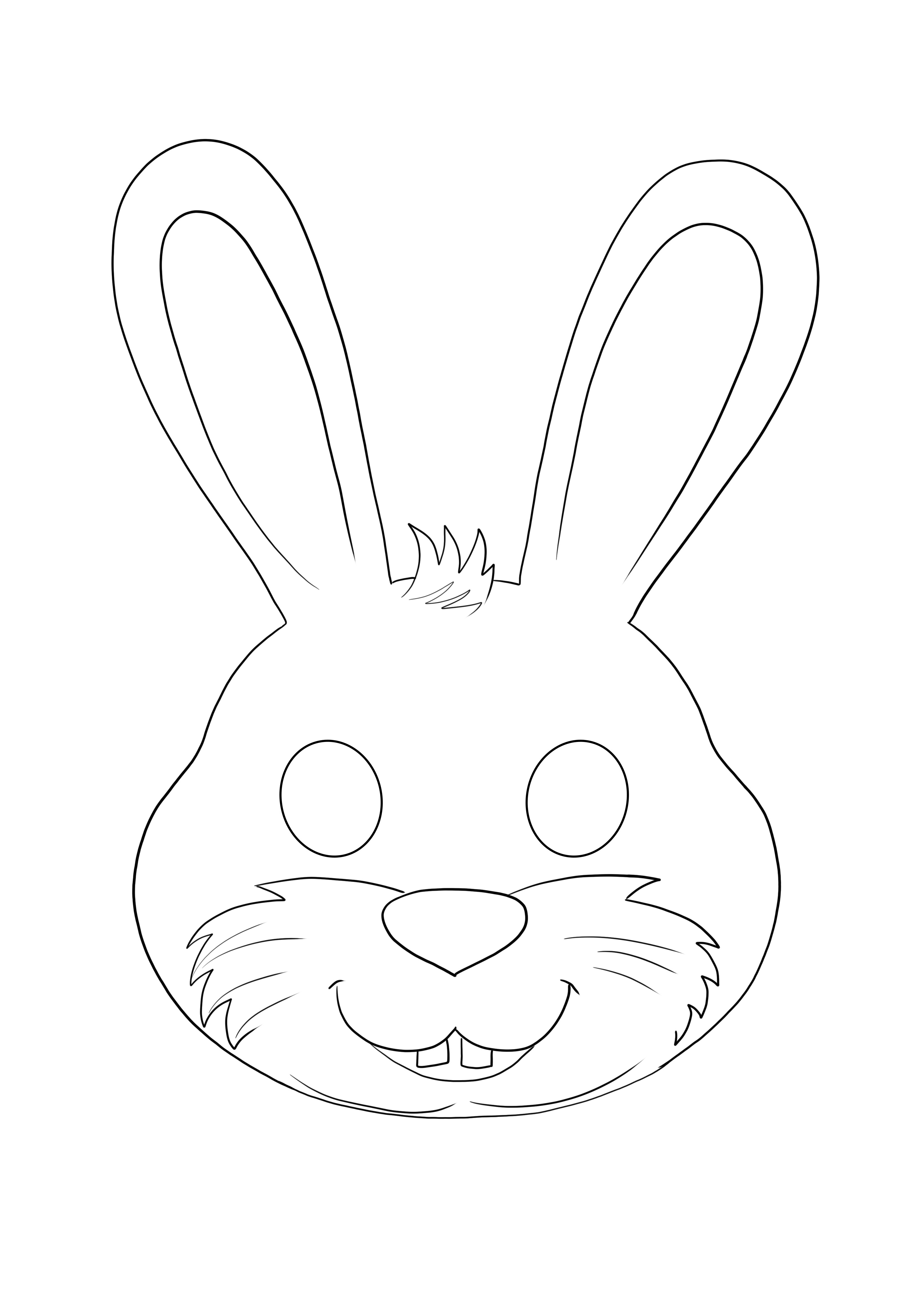 Maschera di coniglio divertente: colorazione semplice e senza stampa