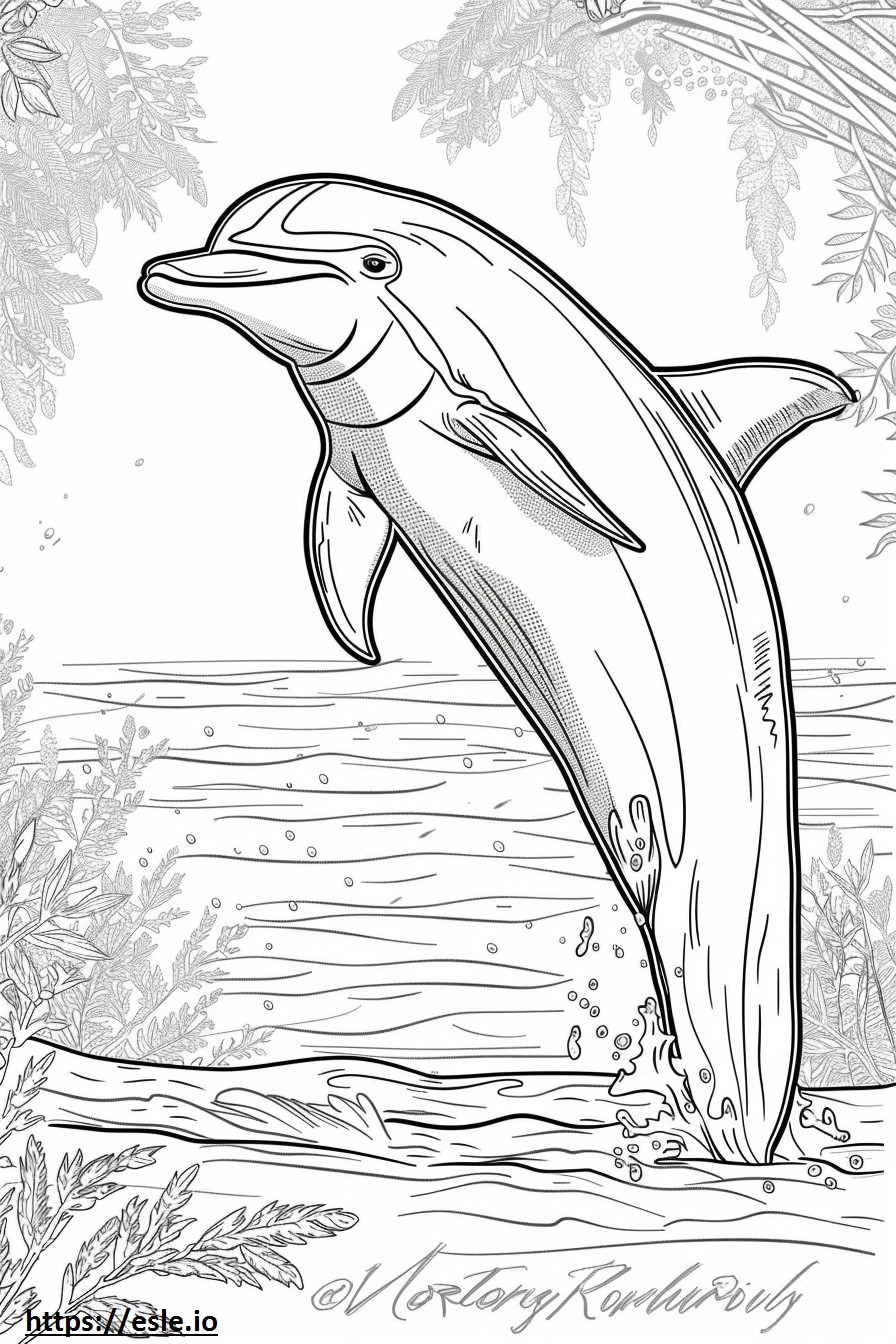 Coloriage Dauphin du fleuve Amazone (dauphin rose) amical à imprimer