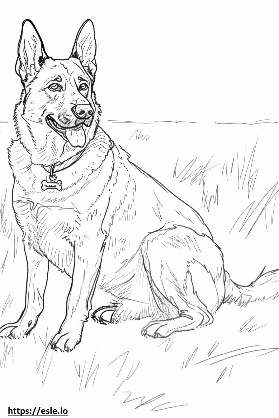 American Alsatian Playing coloring page