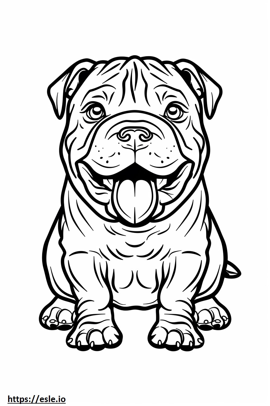 Amerikaanse Bulldog-glimlachemoji kleurplaat kleurplaat