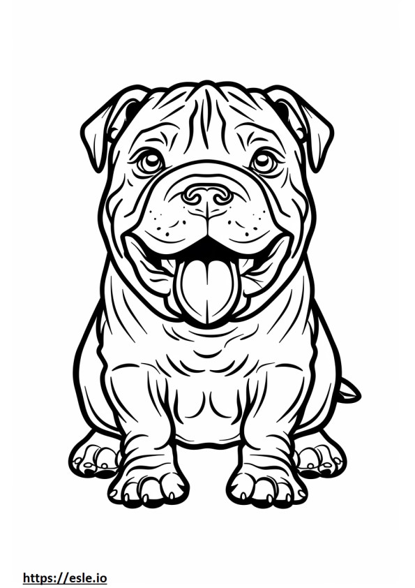 Emoji de sorriso de Bulldog Americano para colorir