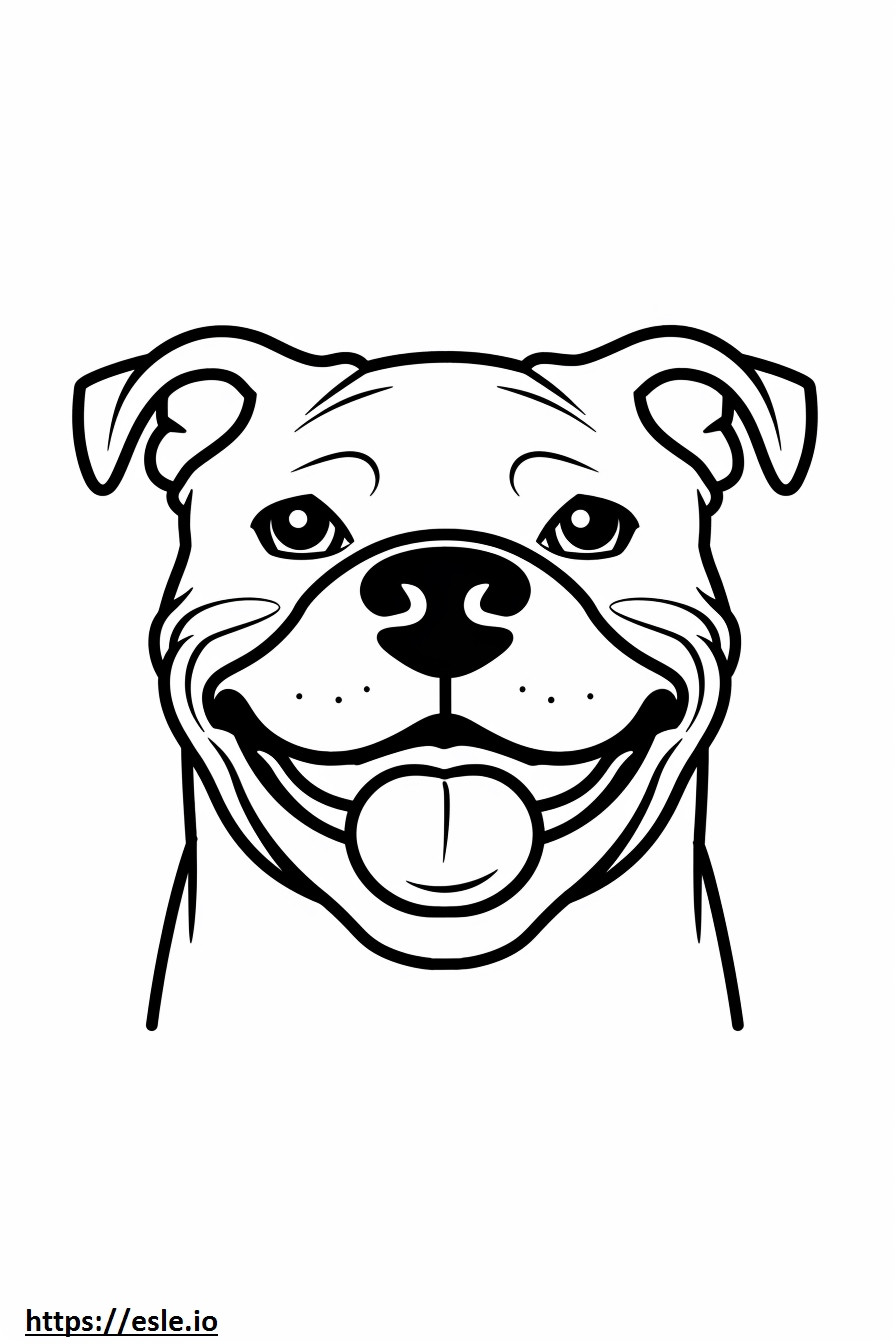 American Bulldog smile emoji coloring page