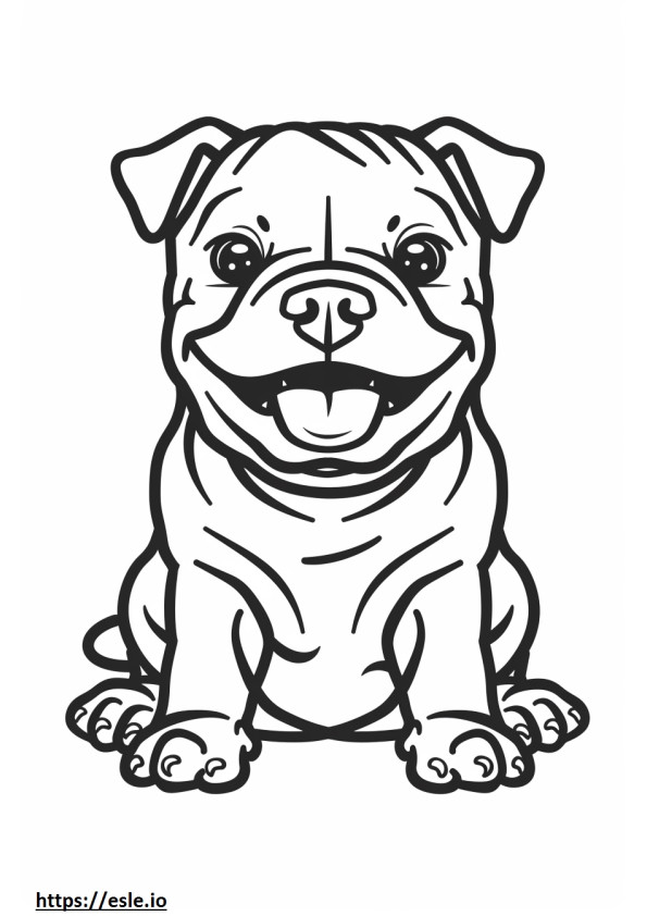Emoji de sorriso de Bulldog Americano para colorir