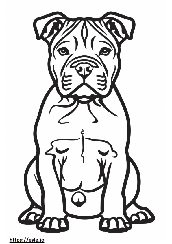 Amerikanbulldoggi Kawaii värityskuva