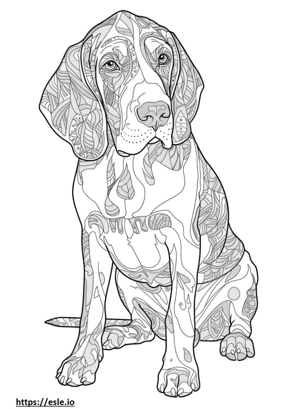 Coloriage Caricature de Coonhound américain à imprimer