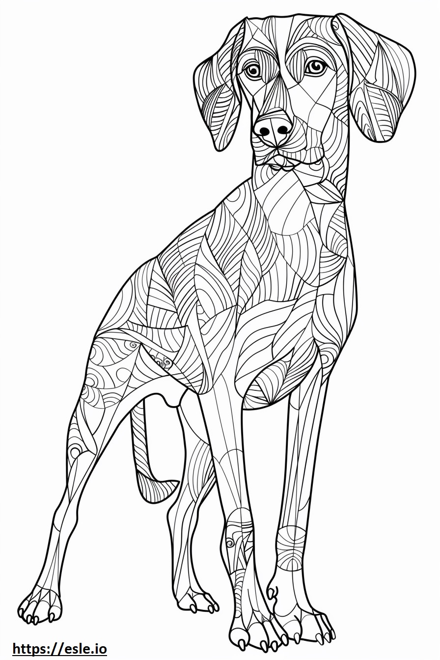 Coonhound americano jugando para colorear e imprimir