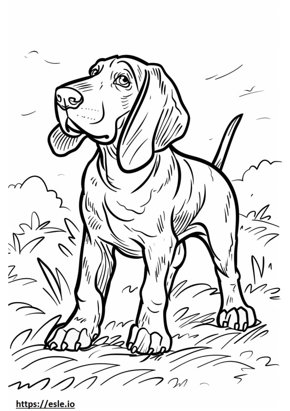 Amerikaanse Coonhound Kawaii kleurplaat
