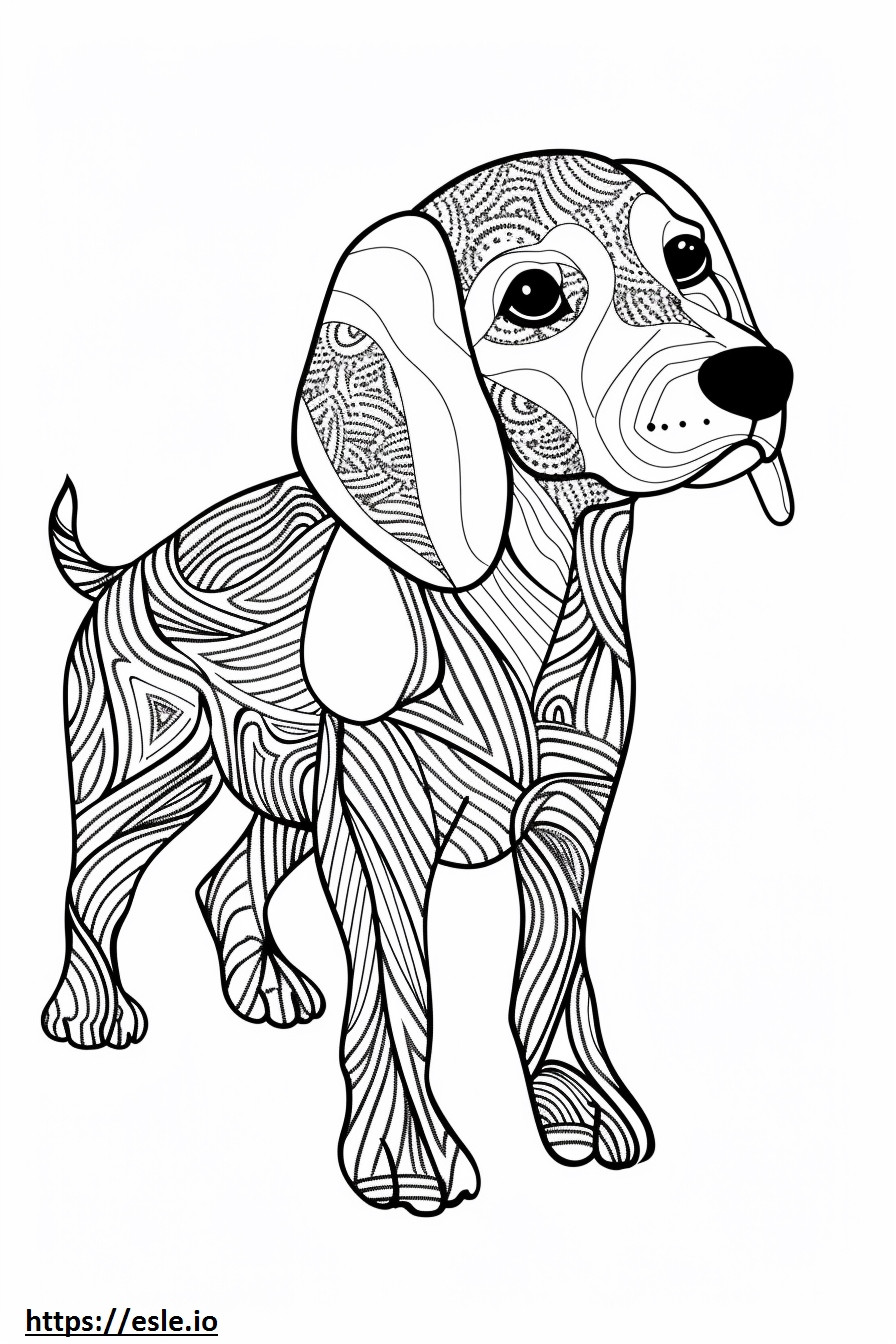 Amerikan coonhound Kawaii värityskuva