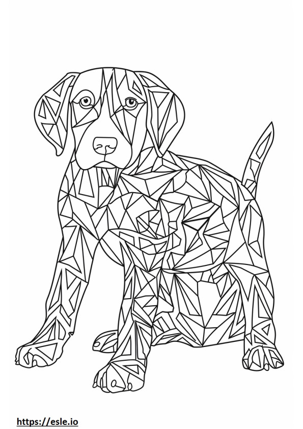 Amerikaanse Coonhound Kawaii kleurplaat