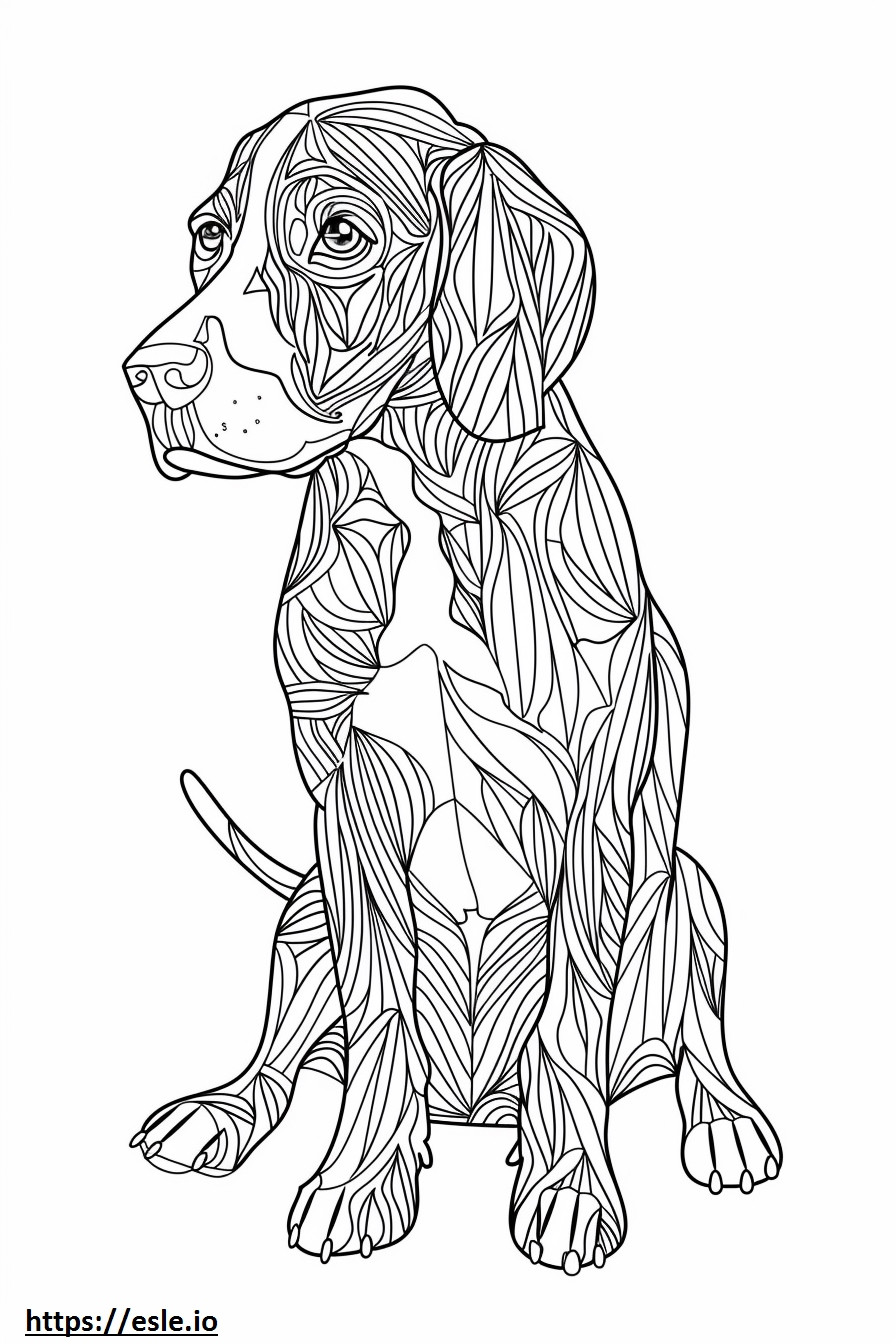 American Coonhound Kawaii coloring page