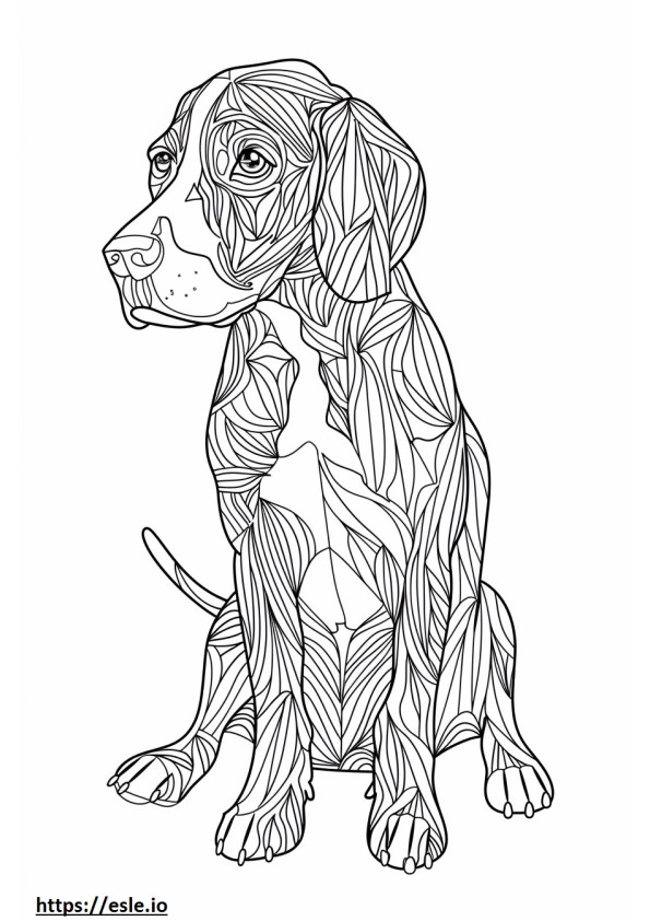 Amerikanischer Coonhound Kawaii ausmalbild