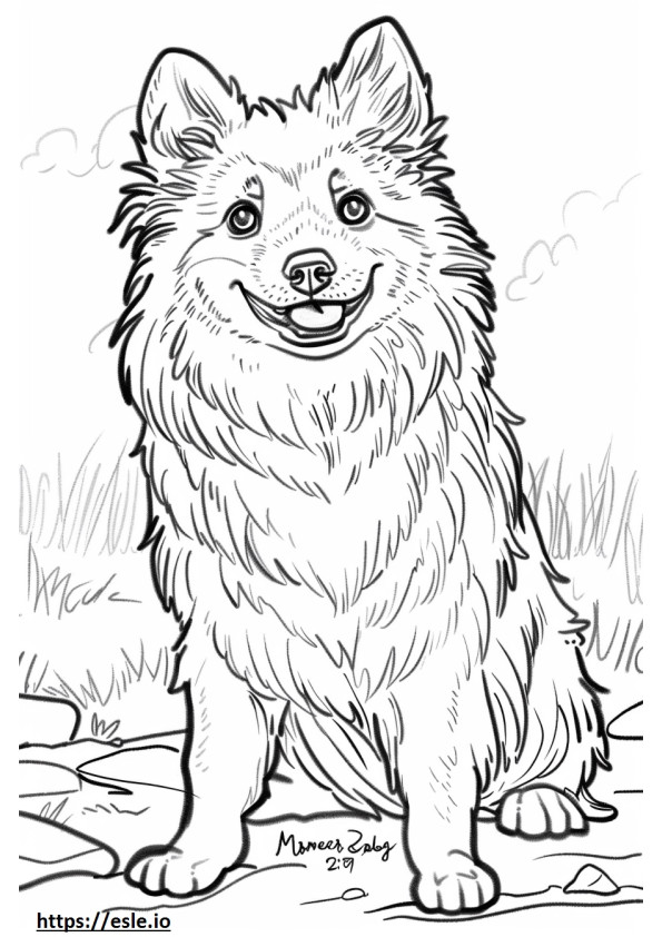 Coloriage Caricature de chien esquimau américain à imprimer