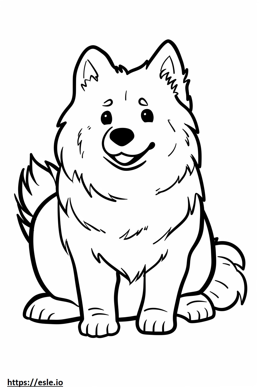 American Eskimo Dog Kawaii coloring page