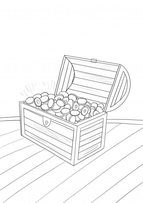 Treasure chest- the pirate hunt coloring image for free printing