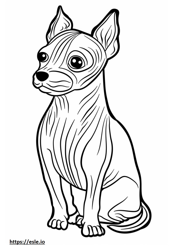 Terrier americano sin pelo Kawaii para colorear e imprimir