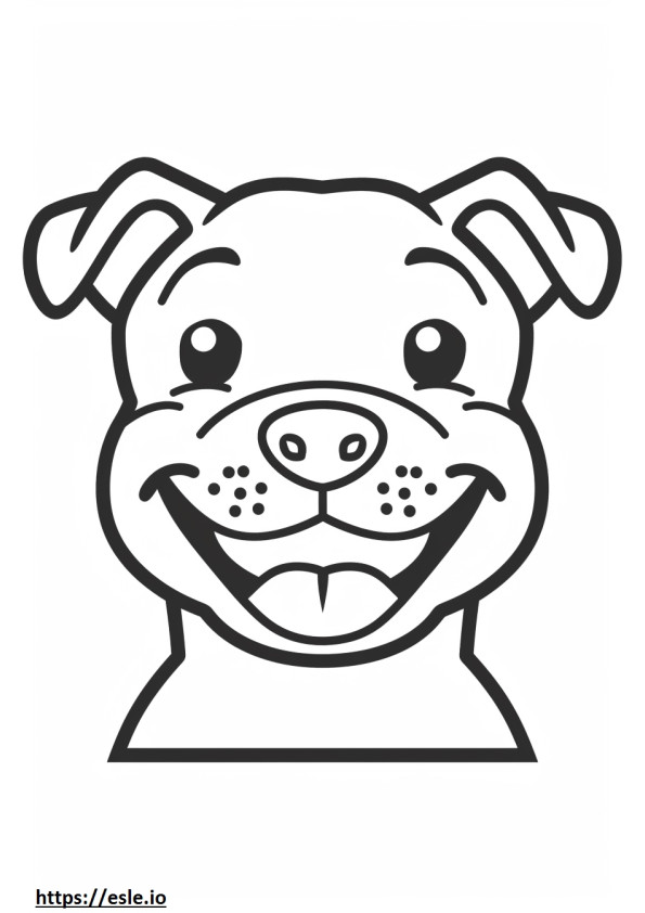 Amerikaanse Pit Bull Terrier-glimlachemoji kleurplaat