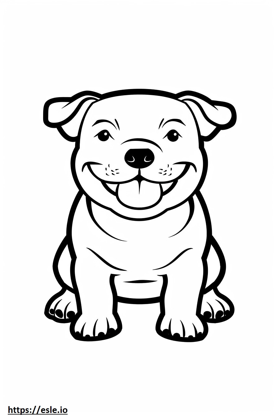 Emoji senyum Pit Bull Terrier Amerika gambar mewarnai