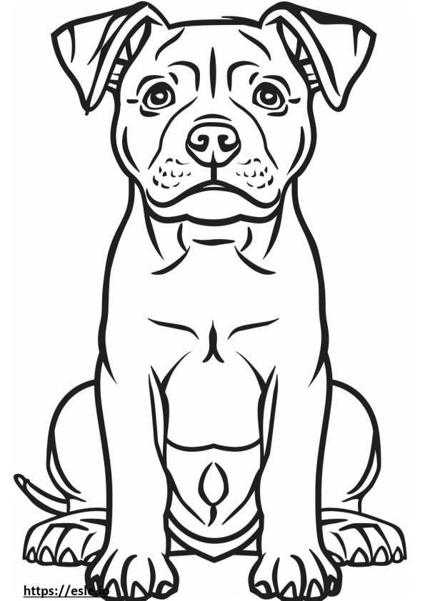Amerikaanse Pit Bull Terrier-tekenfilm kleurplaat