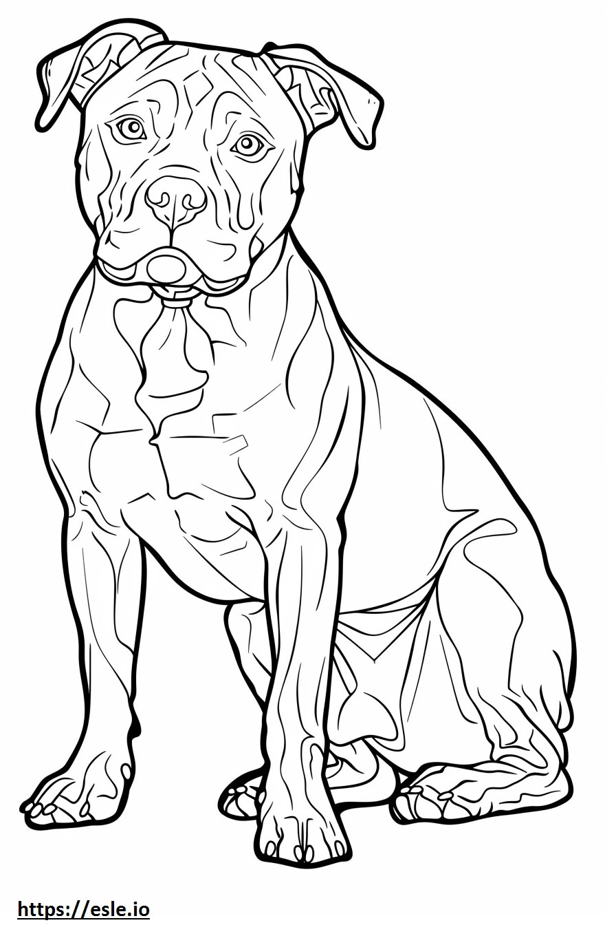 Coloriage Dessin animé américain Pit Bull Terrier à imprimer
