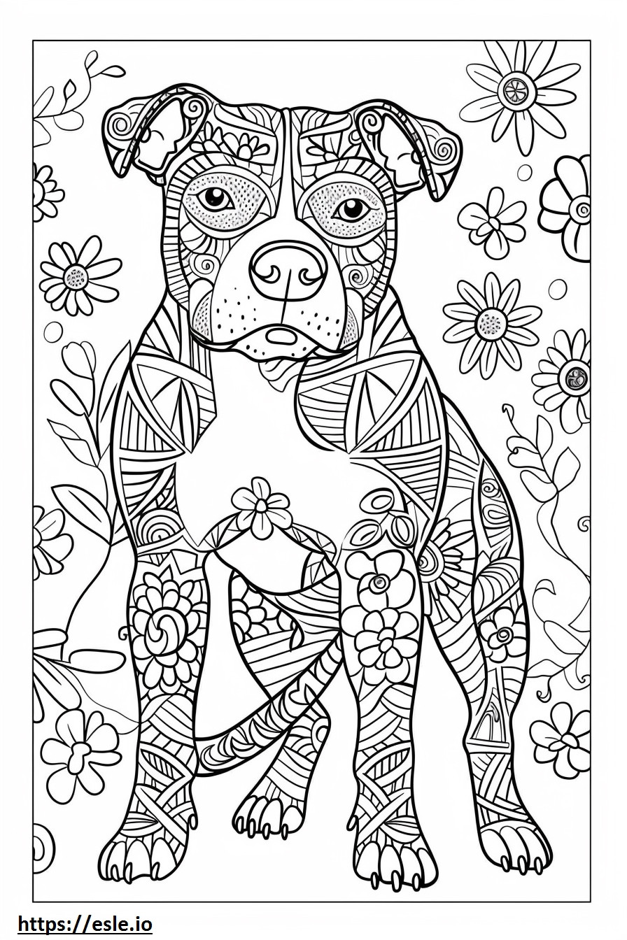 American Pit Bull Terrier happy coloring page