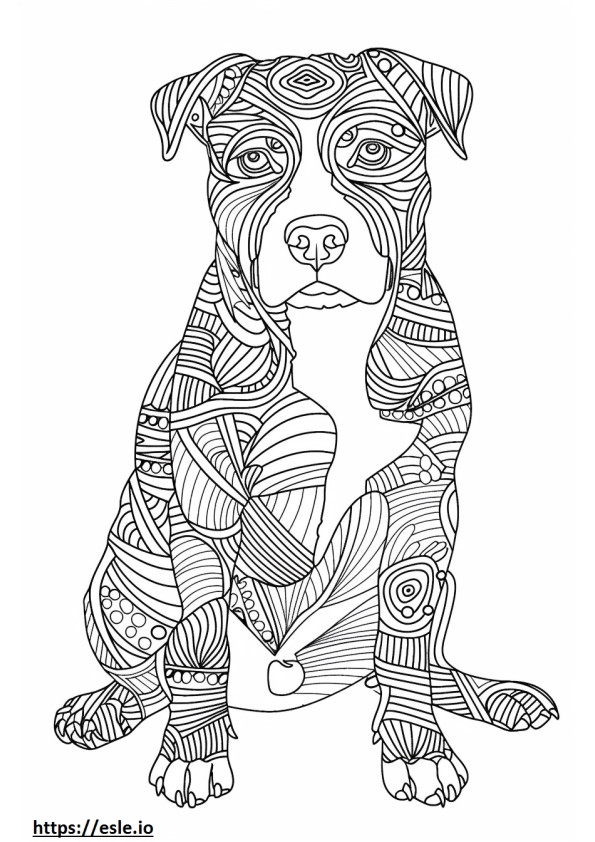 American Pit Bull Terrier feliz para colorear e imprimir
