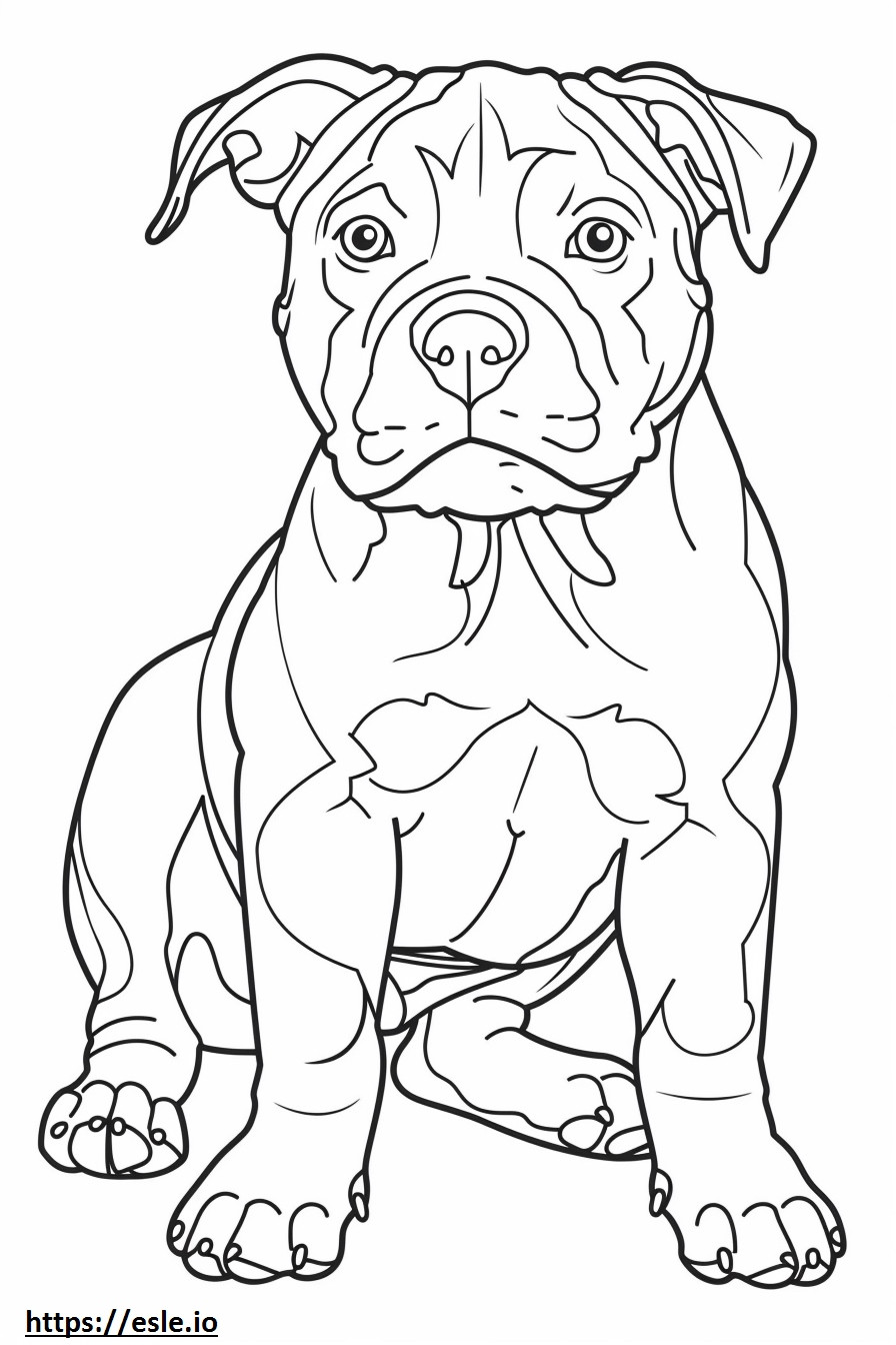 American Pit Bull Terrier Kawaii coloring page