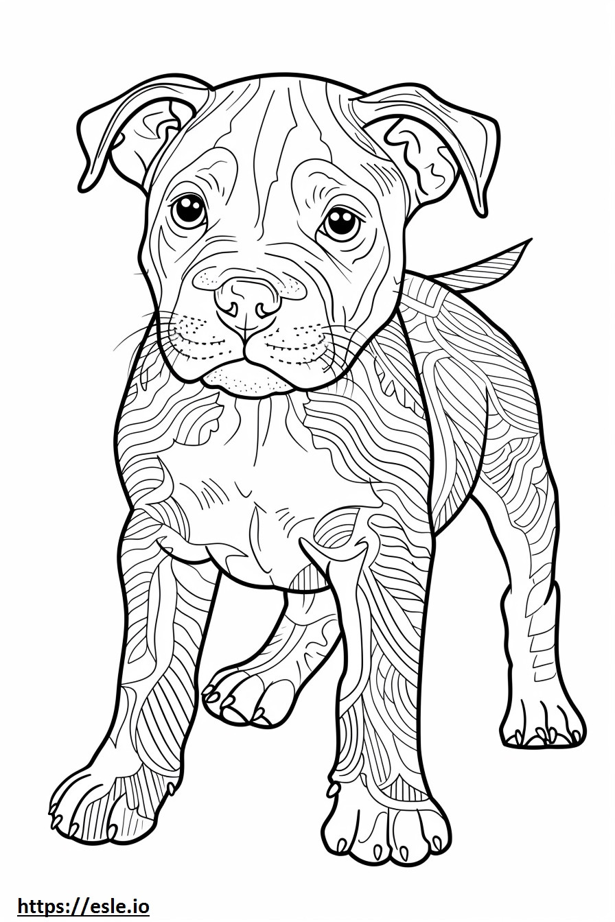 Coloriage Pit Bull Terrier américain Kawaii à imprimer