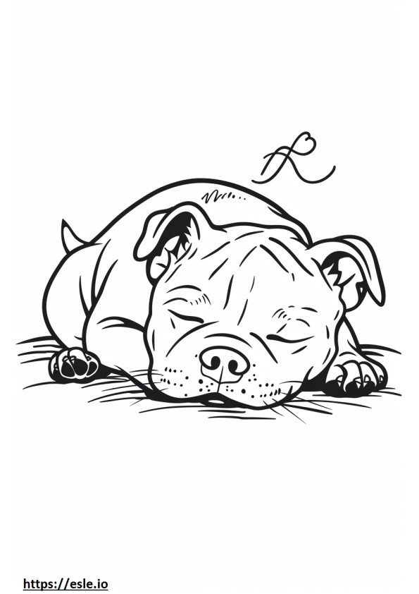 Tidur Staffordshire Terrier Amerika gambar mewarnai