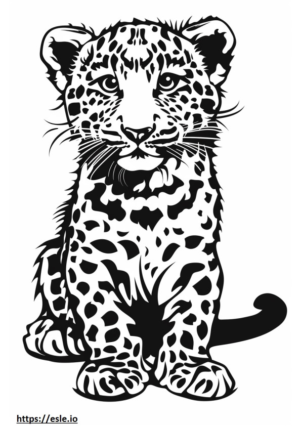 Amur Leopard baby coloring page