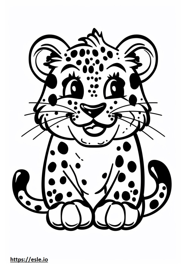 Amur Leopard smile emoji coloring page