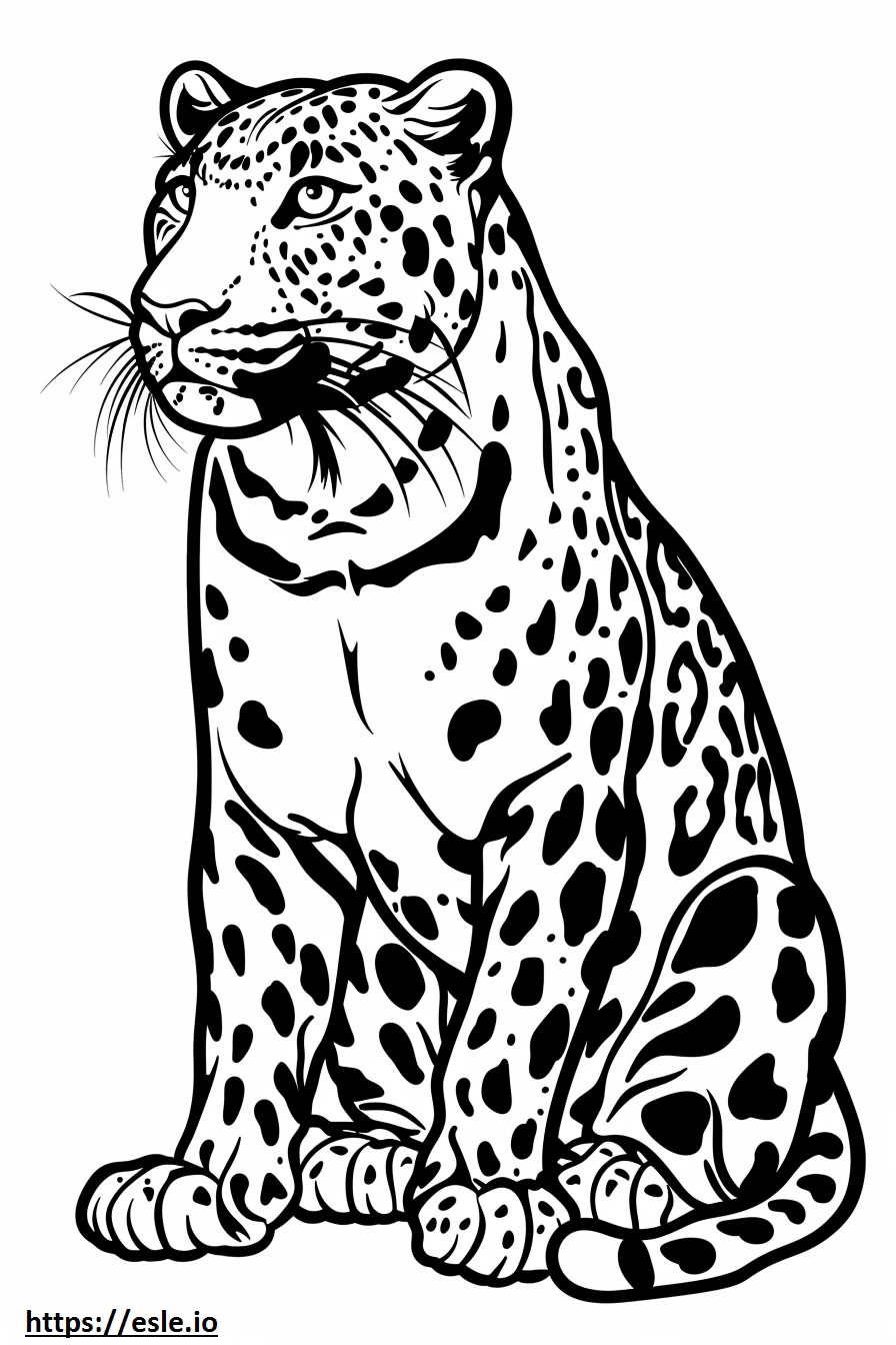 Amur Leopard happy coloring page