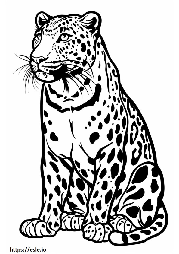 Amur Leopard happy coloring page