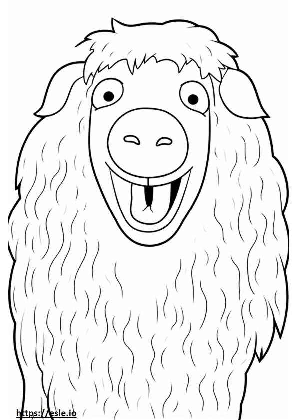 Emoji de sonrisa de cabra de angora para colorear e imprimir