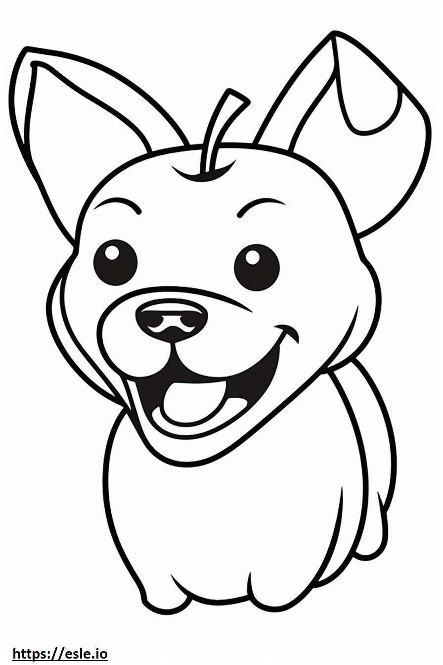 Coloriage Emoji sourire chihuahua tête de pomme à imprimer